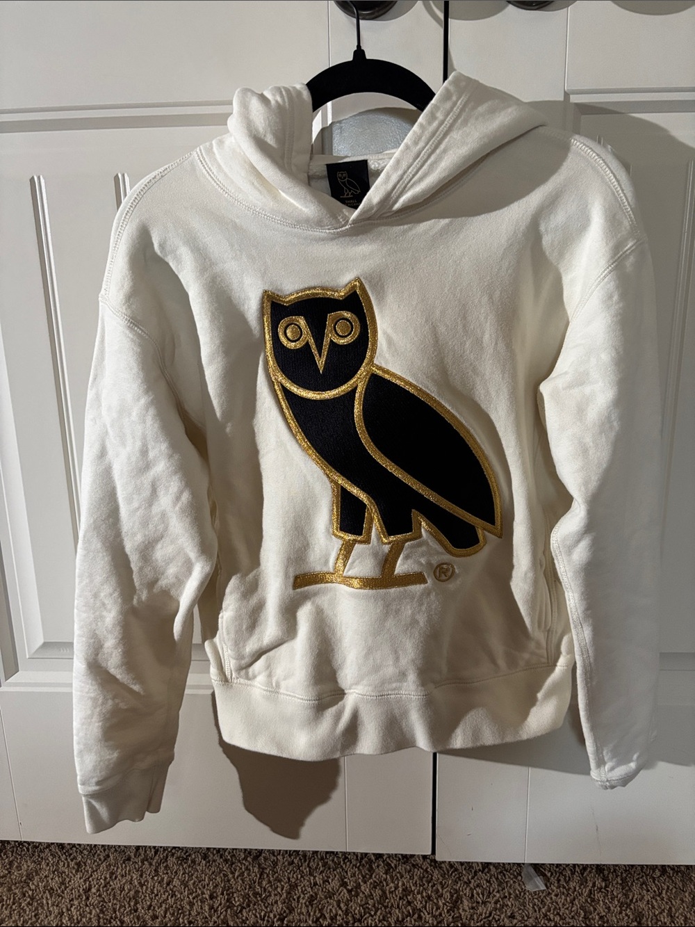 OVO Cream Hoodie with Black & Gold Owl Patch